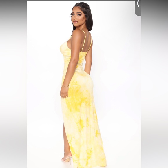 FashionNova Dying For Your Love Tie Dye Maxi Dress - Yellow/combo - Picture 8 of 10
